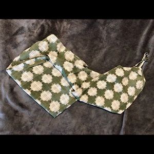 Green and cream maxi dress